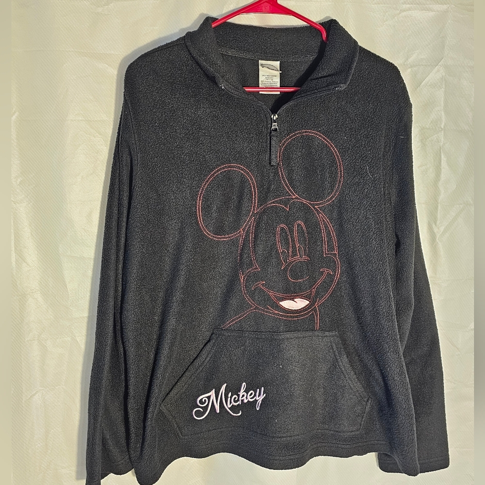 Disney Mickey Mouse Black And White Embroidered Pullover